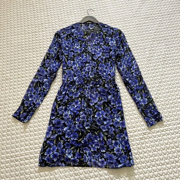 NWOT THE KOOPLES Floral Silk-georgette Purple long sleeves Mini Dress Size 2 - Picture 10 of 14